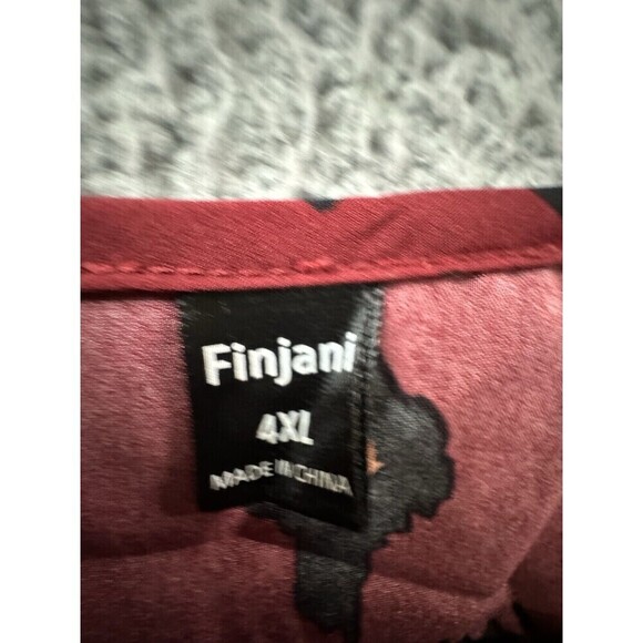 FINJANI Blouse Womens 4XL Red black Long Sleeve Tie Elastic Waist - Picture 2 of 10